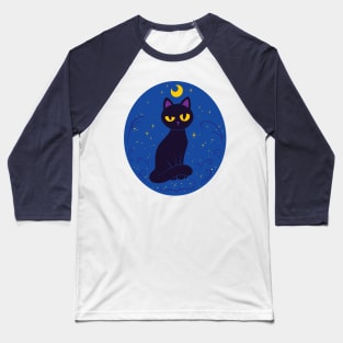 Midnight Cat Baseball T-Shirt